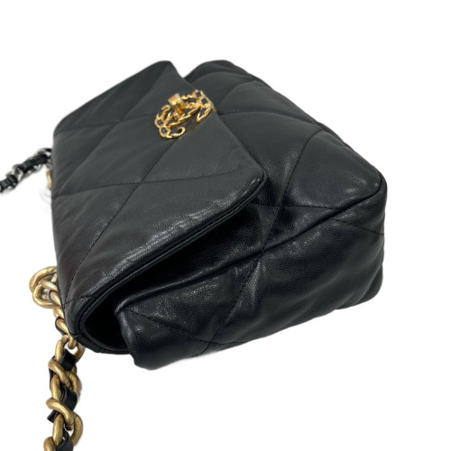 Chanel Quilted Small 19 Flag Lambskin Black