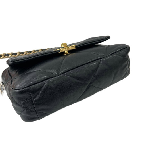 Chanel Quilted Small 19 Flag Lambskin Black