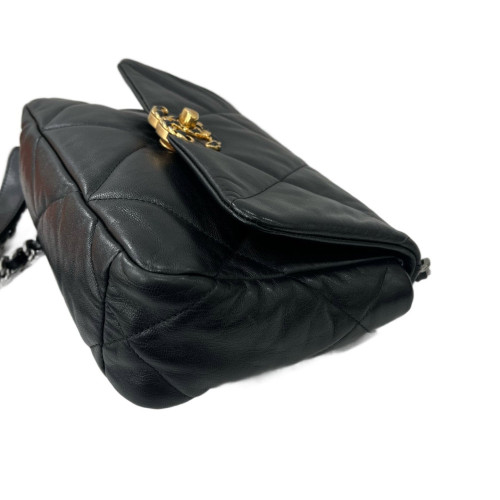 Chanel Quilted Small 19 Flag Lambskin Black