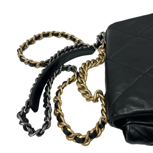 Chanel Quilted Small 19 Flag Lambskin Black