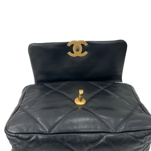 Chanel Quilted Small 19 Flag Lambskin Black