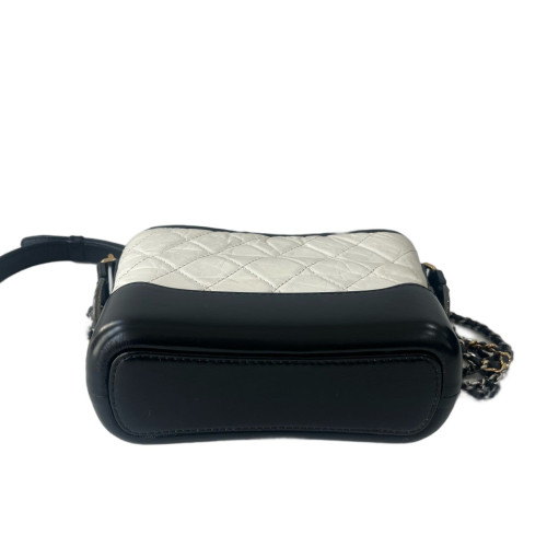 Chanel Quilted Small Gabrielle Hobo Calfskin Black White Chanel Quilted Small Gabrielle Hobo Calfskin Black White