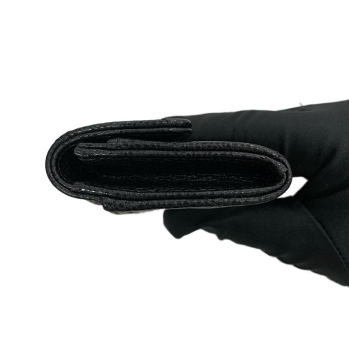 Chanel Quilted Camellia Card Holder Grained Calfskin Black