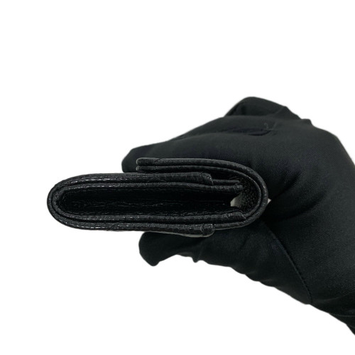 Chanel Quilted Camellia Card Holder Grained Calfskin Black