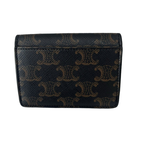 Celine Compact Wallet Triomphe Dark Brown Tan