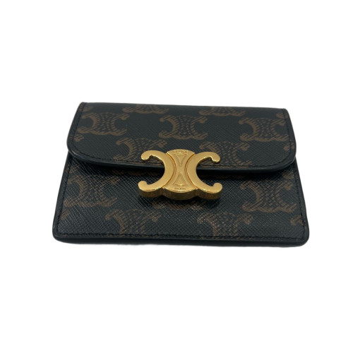 Celine Compact Wallet Triomphe Dark Brown Tan