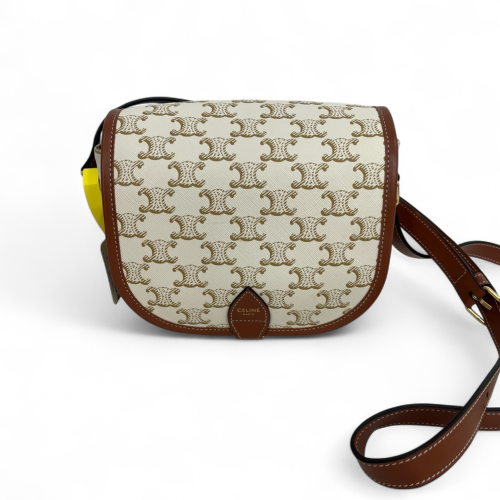 Celine Medium Folco Bag Triomphe White Brown