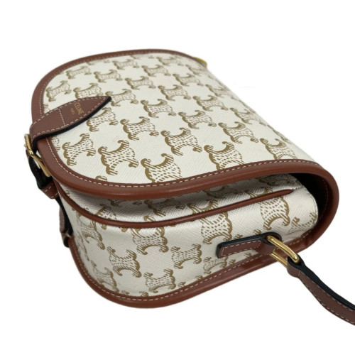 Celine Medium Folco Bag Triomphe White Brown