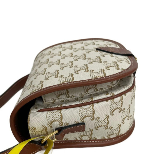 Celine Medium Folco Bag Triomphe White Brown