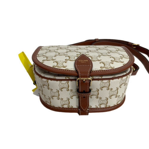 Celine Medium Folco Bag Triomphe White Brown