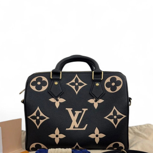 Louis Vuitton Speedy Bandouliere 25 Empreinte Monogram Giant Black Beige