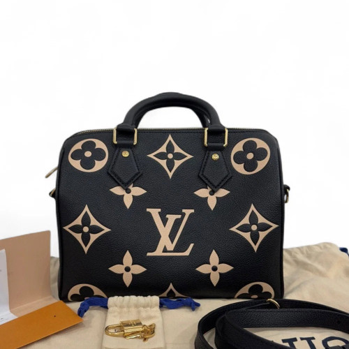 Louis Vuitton Speedy Bandouliere 25 Empreinte Monogram Giant Black Beige