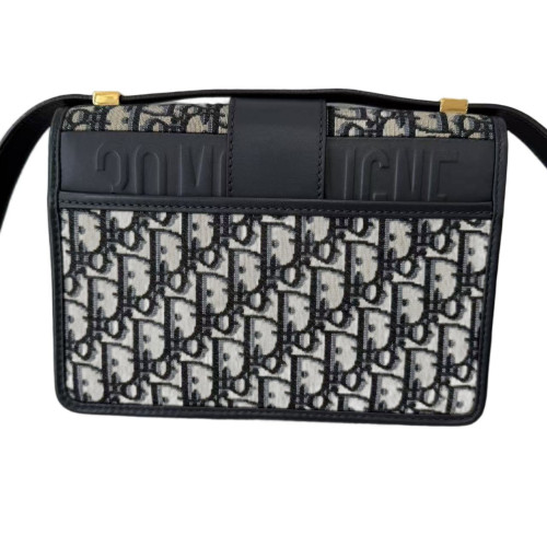 Dior 30 Montaigne Flap Bag Oblique Black Beige Navy