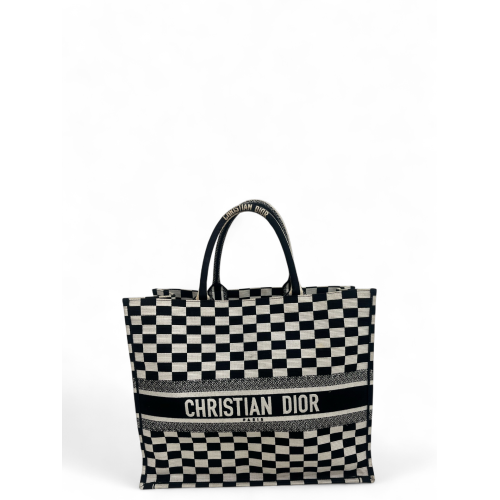 Dior Large Book Tote Canvas Black Beige