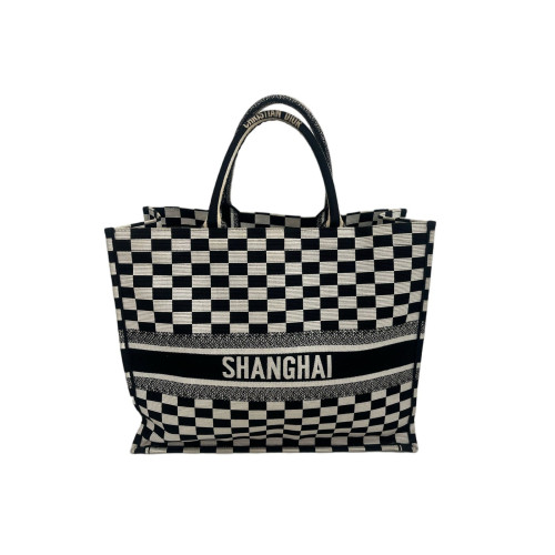 Dior Large Book Tote Canvas Black Beige