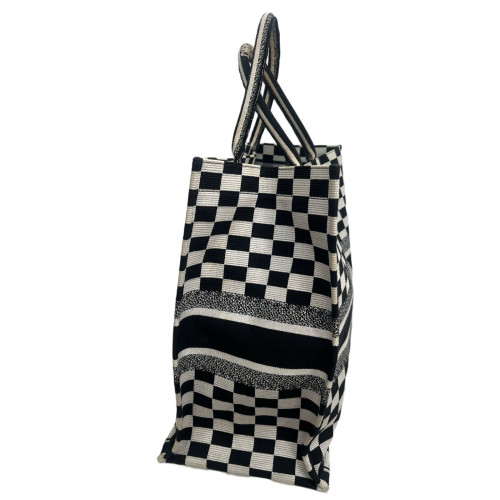 Dior Large Book Tote Canvas Black Beige