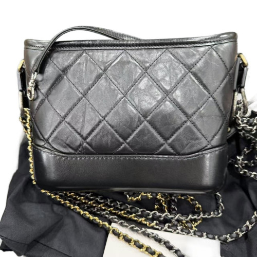 Chanel Quilted Small Gabrielle Hobo Calfskin Black Chanel Quilted Small Gabrielle Hobo Calfskin Black