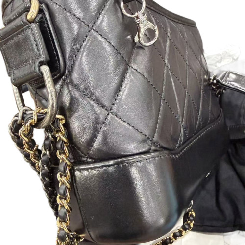 Chanel Quilted Small Gabrielle Hobo Calfskin Black Chanel Quilted Small Gabrielle Hobo Calfskin Black