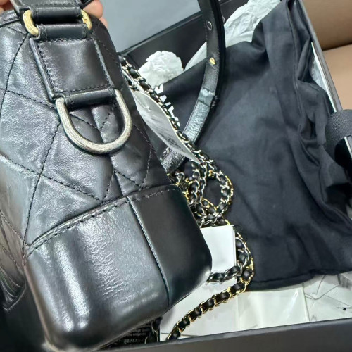 Chanel Quilted Small Gabrielle Hobo Calfskin Black Chanel Quilted Small Gabrielle Hobo Calfskin Black