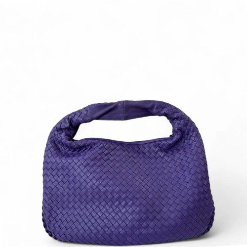 Bottega Veneta Small Veneta Hobo Lambskin Intrecciato Purple