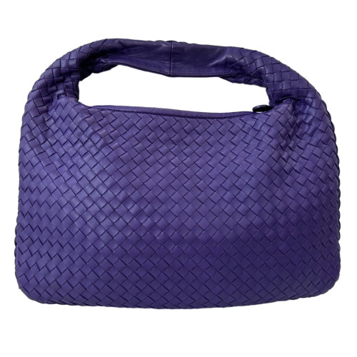 Bottega Veneta Small Veneta Hobo Lambskin Intrecciato Purple