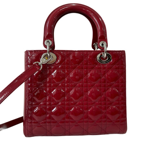 Dior Medium Lady Dior Patent Calfskin Red