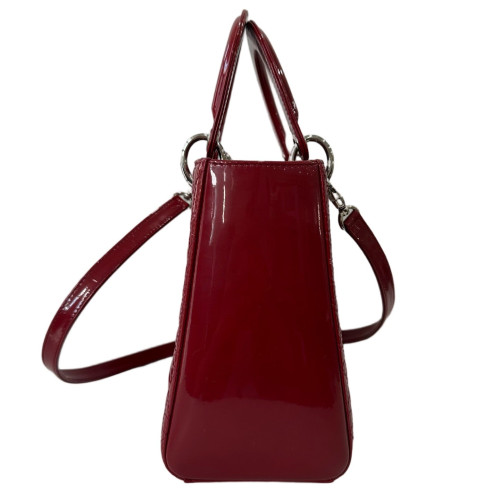 Dior Medium Lady Dior Patent Calfskin Red
