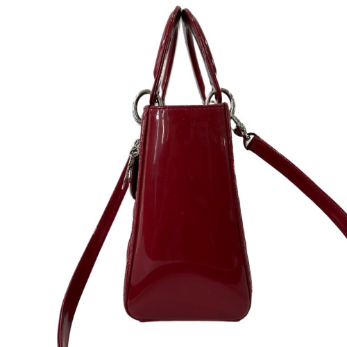 Dior Medium Lady Dior Patent Calfskin Red