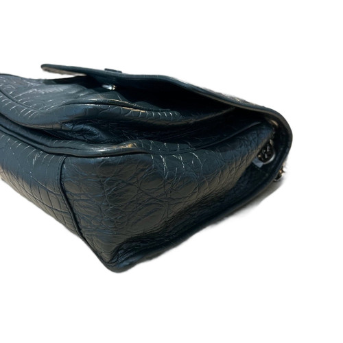 Yves Saint Laurent Niki Crossbody Bag Calfskin Crocodile Embossed Dark Green