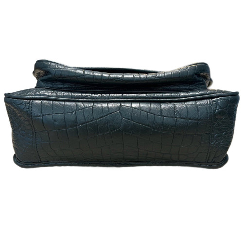 Yves Saint Laurent Niki Crossbody Bag Calfskin Crocodile Embossed Dark Green