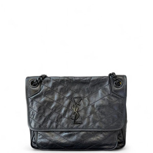 Yves Saint Laurent Niki Crossbody Bag Pull Up Leather Black