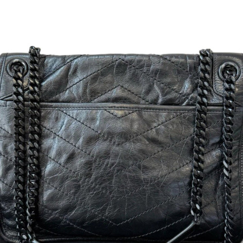 Yves Saint Laurent Niki Crossbody Bag Pull Up Leather Black