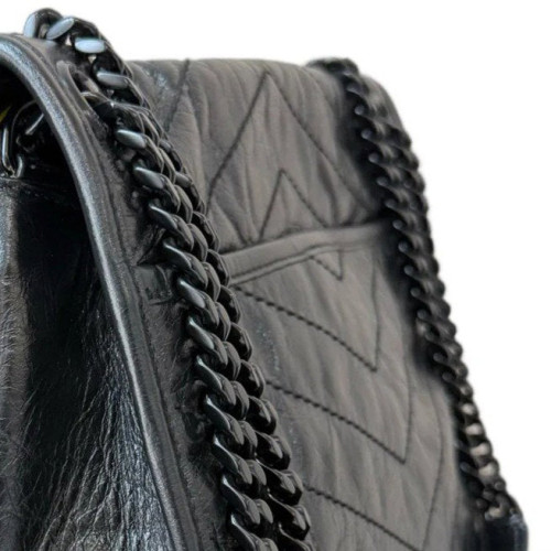 Yves Saint Laurent Niki Crossbody Bag Pull Up Leather Black