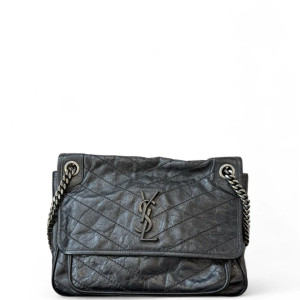 Yves Saint Laurent Niki Crossbody Bag Pull Up Leather Black