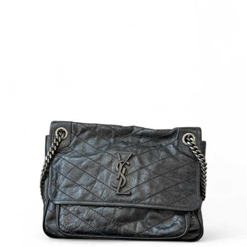 Yves Saint Laurent Niki Crossbody Bag Pull Up Leather Black