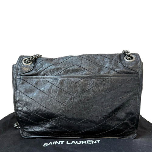Yves Saint Laurent Niki Crossbody Bag Pull Up Leather Black