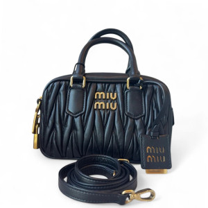 Miu Miu Mini Arcadie Crumpled Calfskin Black