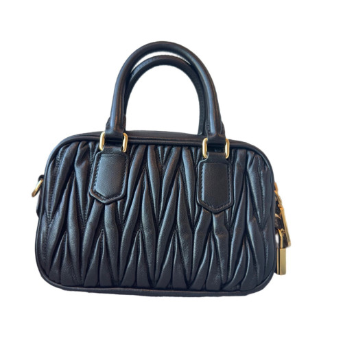 Miu Miu Mini Arcadie Crumpled Calfskin Black