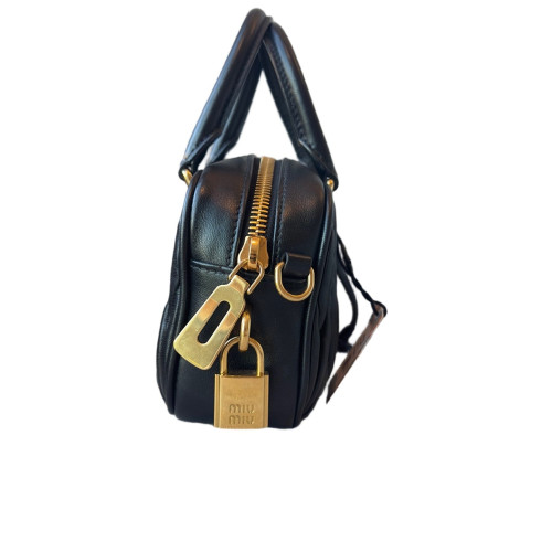 Miu Miu Mini Arcadie Crumpled Calfskin Black