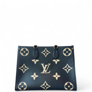 Louis Vuitton Onthego MM Monogram Empreinte Giant Black Beige
