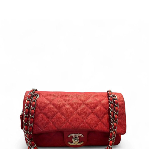 Chanel Quilted Medium Easy Flap Bag Grained Calfskin Red