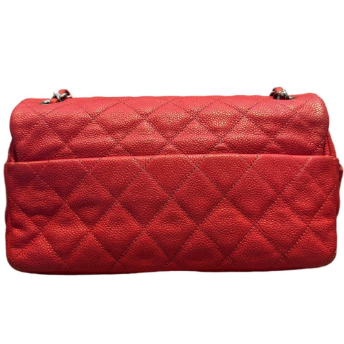 Chanel Quilted Medium Easy Flap Bag Grained Calfskin Red