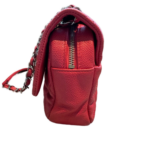 Chanel Quilted Medium Easy Flap Bag Grained Calfskin Red