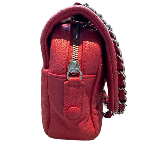 Chanel Quilted Medium Easy Flap Bag Grained Calfskin Red