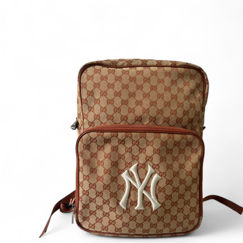 Gucci Embroidered Backpack GG Supreme Monogram Beige Brown