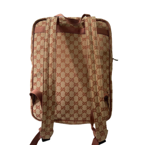 Gucci Embroidered Backpack GG Supreme Monogram Beige Brown