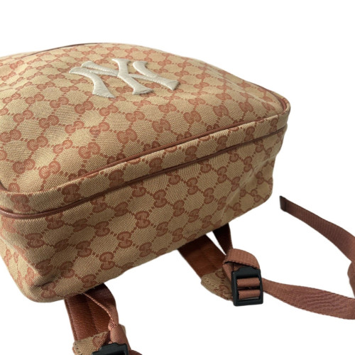 Gucci Embroidered Backpack GG Supreme Monogram Beige Brown