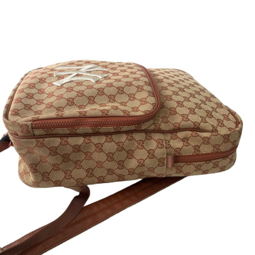 Gucci Embroidered Backpack GG Supreme Monogram Beige Brown