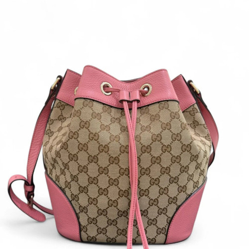 Gucci Bucket GG Supreme Monogram Calfskin Pink Brown Beige