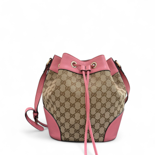Gucci Bucket GG Supreme Monogram Calfskin Pink Brown Beige